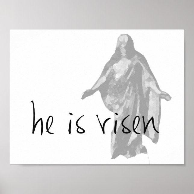 he is risen easter lds modern black white poster (Front)