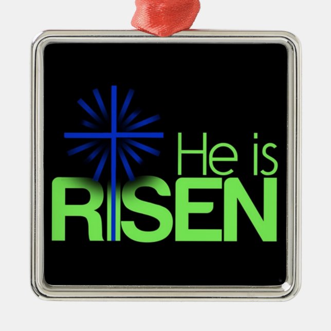 "HE IS RISEN" EASTER METAL TREE DECORATION (Front)