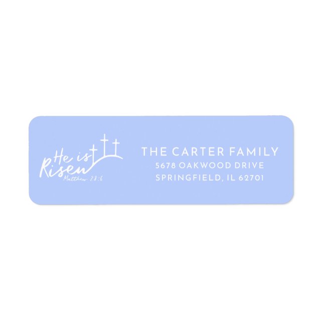 He is Risen Easter Minimal Cross Pastel Blue (Front)