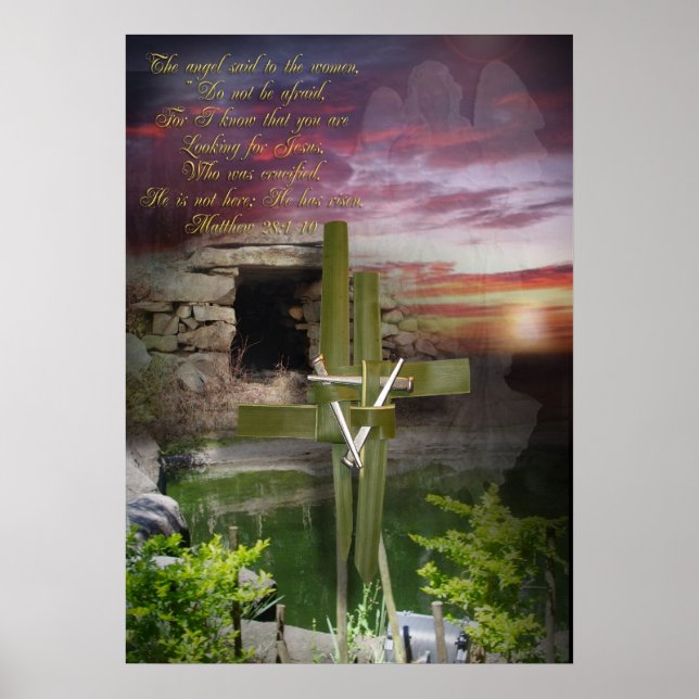 He is risen, Easter religious art Poster (Front)