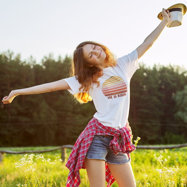 He is Risen Easter Retro Sun Christian T-Shirt (Creator Uploaded)