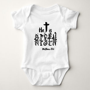 He Is Risen Easter Scripture Baby Bodysuit