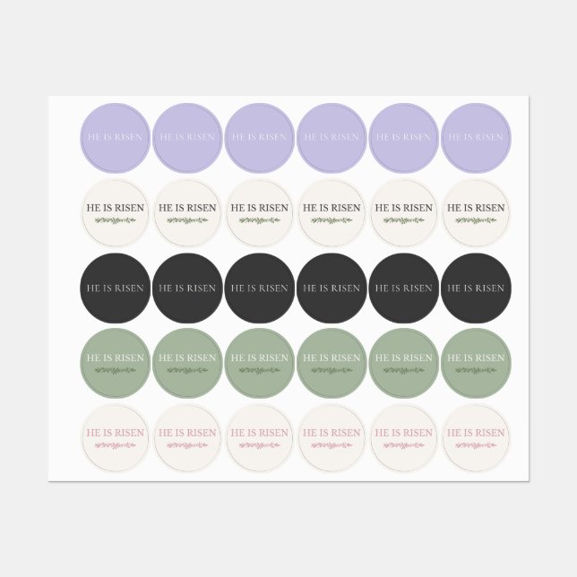 He Is Risen Easter Stickers – Christian Labels (Sheet)