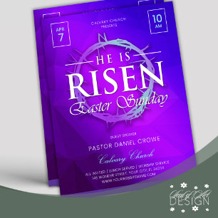 He Is Risen Easter Sunday Church Flyer