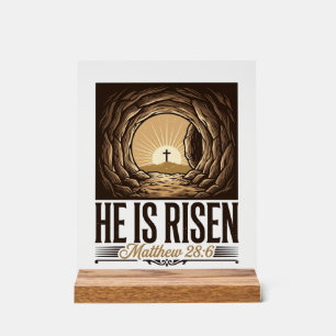 He Is Risen Easter Tomb Cross Vintage Christian Sh Acrylic Sign