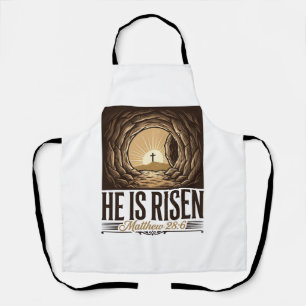 He Is Risen Easter Tomb Cross Vintage Christian Sh Apron