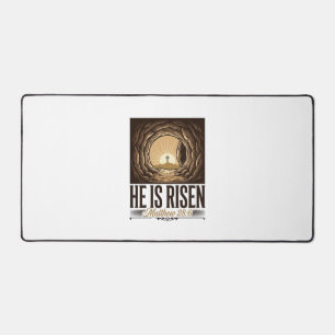 He Is Risen Easter Tomb Cross Vintage Christian Sh Desk Mat