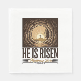 He Is Risen Easter Tomb Cross Vintage Christian Sh Napkin