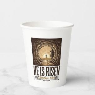 He Is Risen Easter Tomb Cross Vintage Christian Sh Paper Cups
