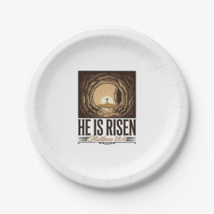 He Is Risen Easter Tomb Cross Vintage Christian Sh Paper Plate