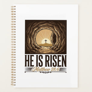 He Is Risen Easter Tomb Cross Vintage Christian Sh Planner
