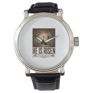 He Is Risen Easter Tomb Cross Vintage Christian Sh Watch