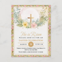 He Is Risen Easter Watercolor Flowers, Religious