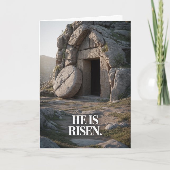 He Is Risen Empty Tomb Christian Easter Card (Front)