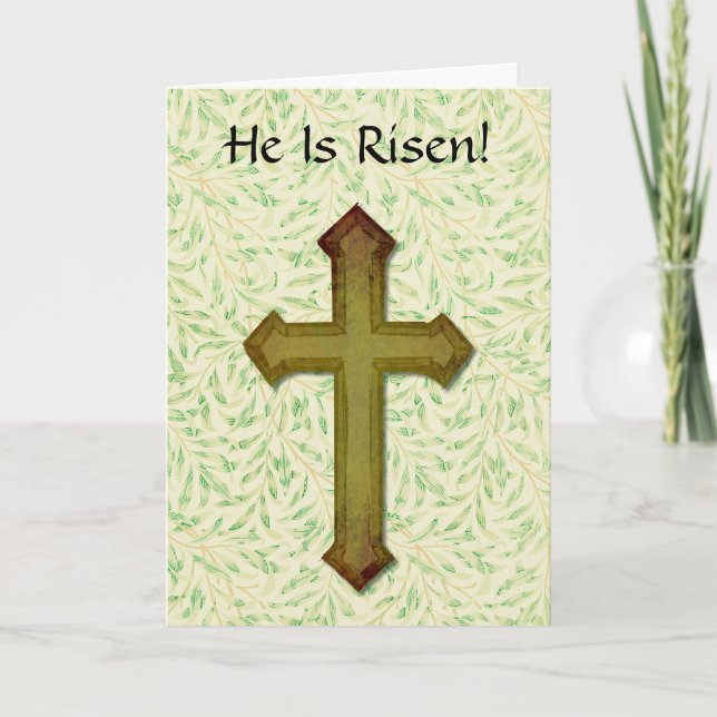 He Is Risen Faith Cross Easter Card (Front)
