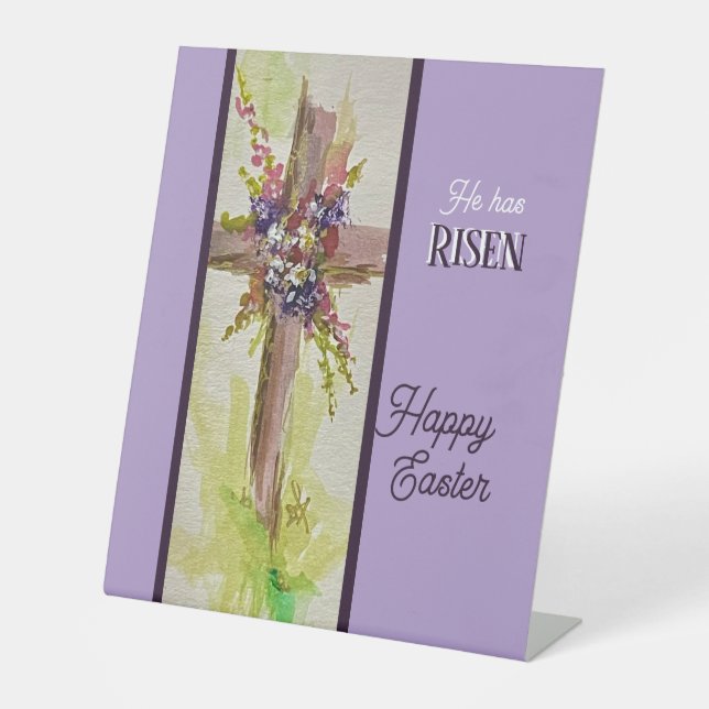 He is Risen Flat Note Card Pedestal Sign (Front)