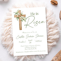 He is Risen Floral Church Easter Sunrise Service Invitation