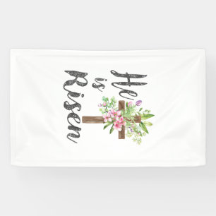 He is Risen Floral Cross Vintage Happy Easter T-Sh Banner