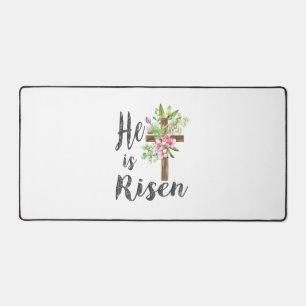 He is Risen Floral Cross Vintage Happy Easter T-Sh Desk Mat