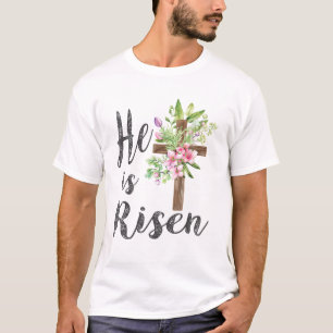 He is Risen Floral Cross Vintage Happy Easter T-Sh T-Shirt