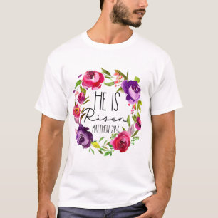 He is Risen Floral Easter for Christian Teen Girls T-Shirt