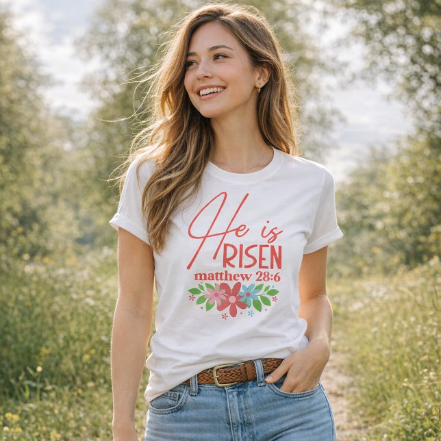 He Is Risen Floral Girls-Cute Christian T-Shirt (Creator Uploaded)