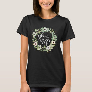 He Is Risen FLower Happy Easter Day For Kids Girls T-Shirt