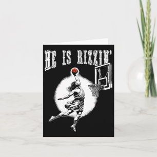 He Is Risen Funny Easter Jesus Playing Bysketbyll Card