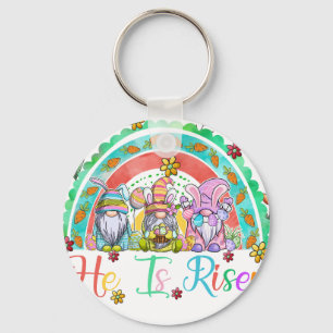 he is risen gnome, retro, vintage key ring