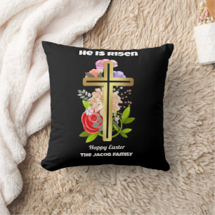 He is risen, Happy easter, family Religious  Cushion