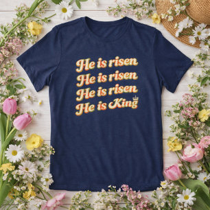 He is Risen He is King Retro Font Vintage Easter Tri-Blend Shirt