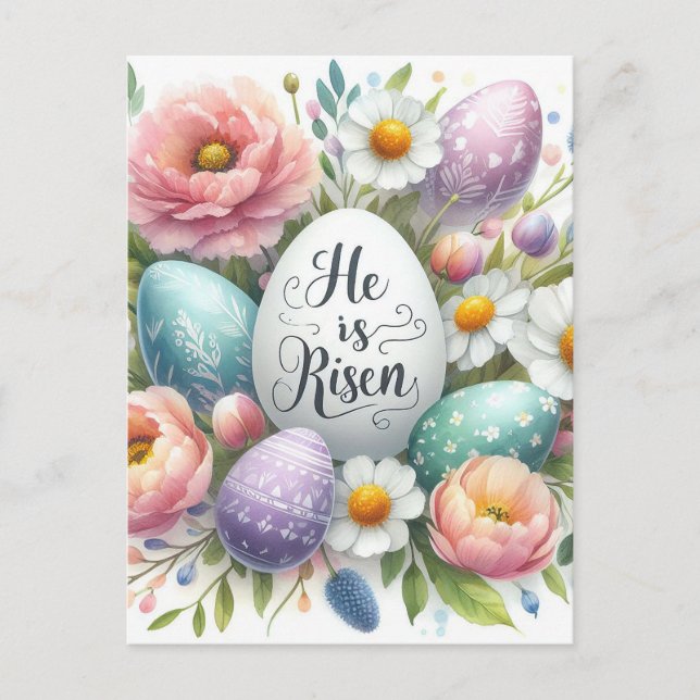 He Is Risen Holiday Postcard (Front)