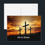 He is Risen Holiday Postcard<br><div class="desc">He is Risen,  Easter celebration of the resurrection of Christ.</div>