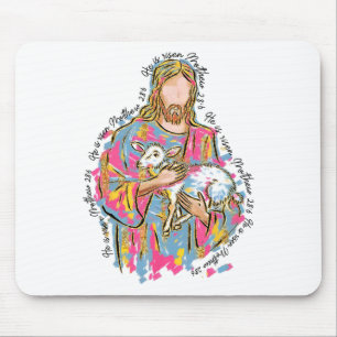 He Is Risen Jesus And Lamb God Happy Easter Christ Mouse Pad