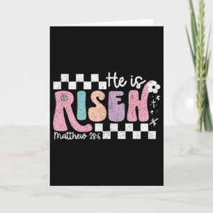 He Is Risen Jesus Christian Checkered Design Easte Card