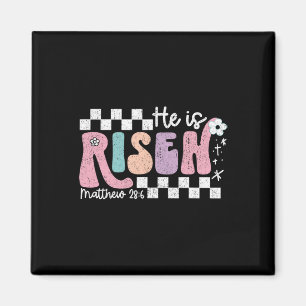 He Is Risen Jesus Christian Chequered Design Easte Magnet