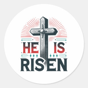 He Is Risen Jesus Christian Easter Day Classic Round Sticker