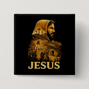 He is Risen Jesus Christian Happy Easter 15 Cm Square Badge