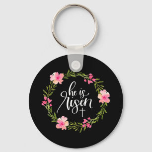 He is Risen Jesus Christian Happy Easter Floral Wr Key Ring