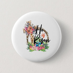 He Is Risen Jesus Christian Happy Easter Women Kid 6 Cm Round Badge