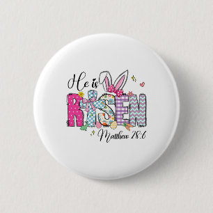 He Is Risen Jesus Christian Happy Easter Women Kid 6 Cm Round Badge