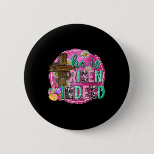 He Is Risen Jesus Christian Happy Easter Women Kid 6 Cm Round Badge