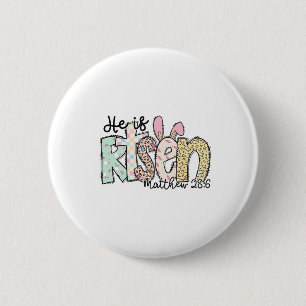 He Is Risen Jesus Christian Happy Easter Women Kid 6 Cm Round Badge
