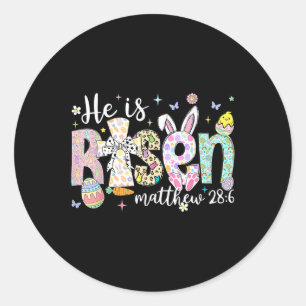 He Is Risen Jesus Christian Happy Easter Women Kid Classic Round Sticker