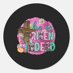 He Is Risen Jesus Christian Happy Easter Women Kid Classic Round Sticker