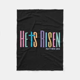 He Is Risen Jesus Christian Happy Easter Women Kid Fleece Blanket