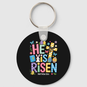 He Is Risen Jesus Christian Happy Easter Women Kid Key Ring