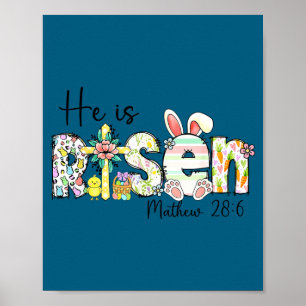 He is risen jesus christian happy easter women kid poster