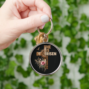 He is Risen Jesus Christian Religious Easter Key Ring