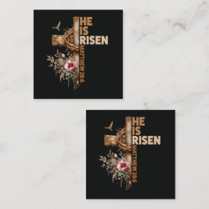 He is Risen Jesus Christian Religious Easter Square Business Card